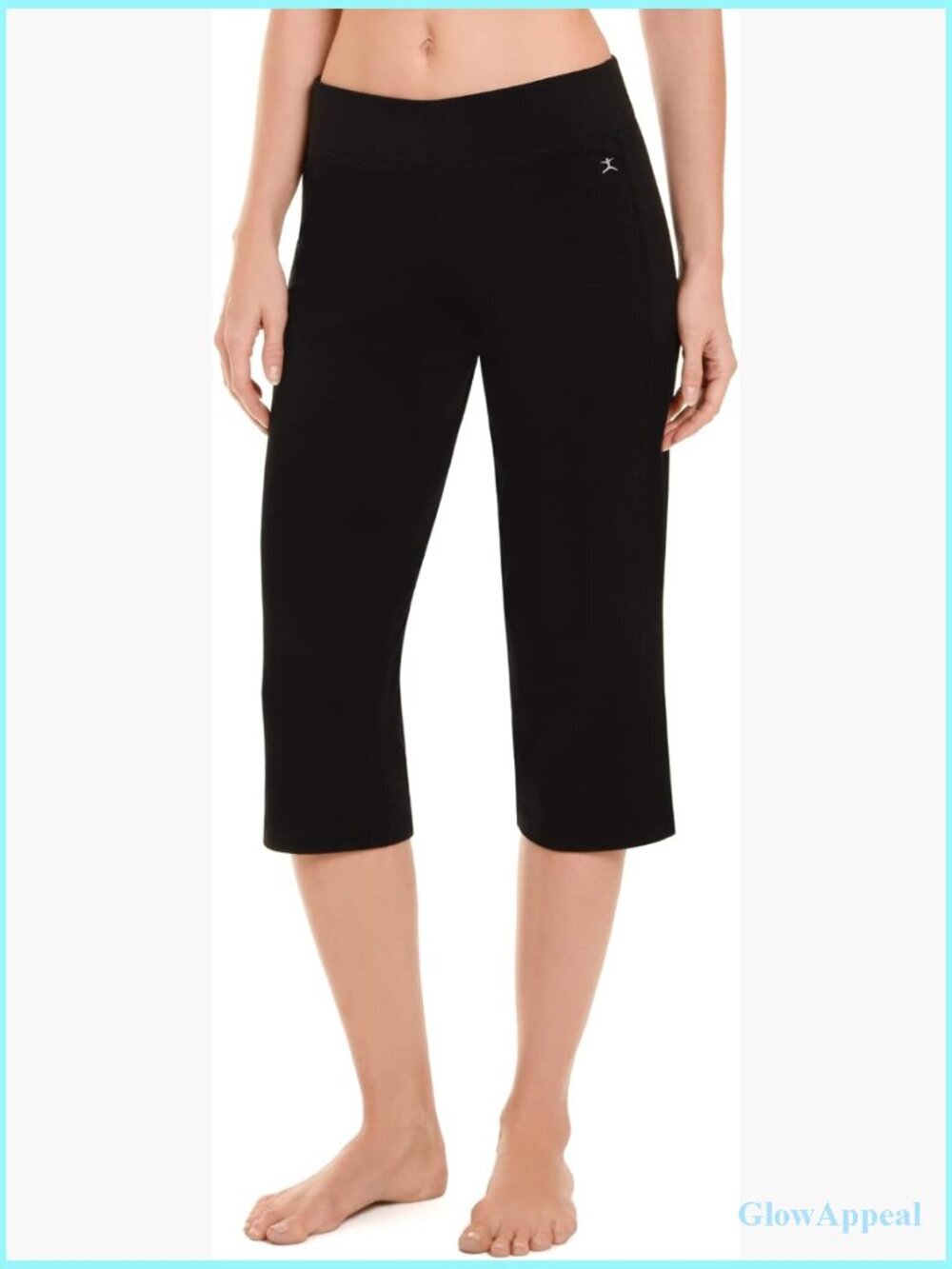 Sleek Fit Yoga Crop Pant Mid Rise Cotton Stretch 21" Inseam